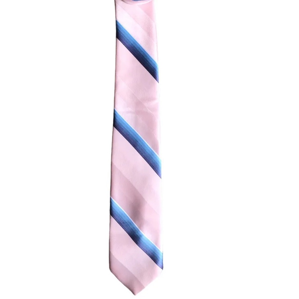 Dino Orsini Men’s Neck Tie Skinny Slanted Striped Pink Blue Design